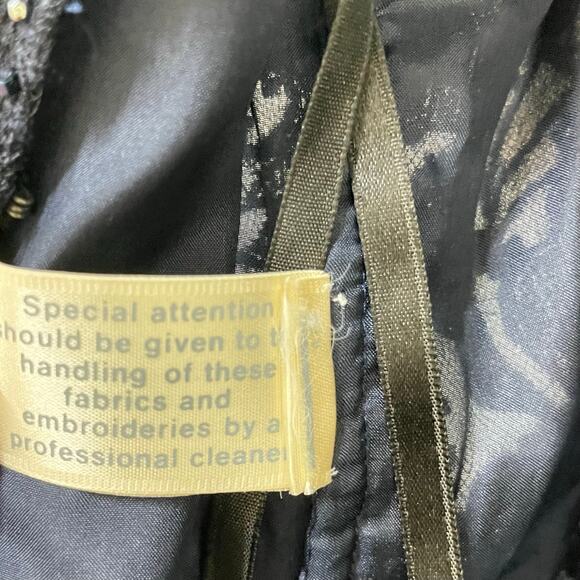 Carolina Herrera Vintage Sz 6 Blue Beaded Sequin Silk Chiffon Long Formal Dress - Picture 12 of 16